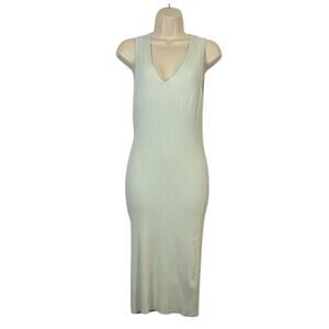 Express Women's Mint Green Ribbed V-Neck Midi Dress Casual Minimalist Small